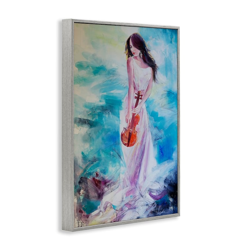Stupell Elegant Woman with Violin Framed Giclee Art Design By Lucille Lee