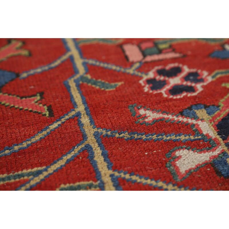 Hand Knotted Oriental 100% Wool Carpet Traditional Medallion Oranges & Rust Heriz (serapi) Area Rug - 14' 5'' X 11' 2''