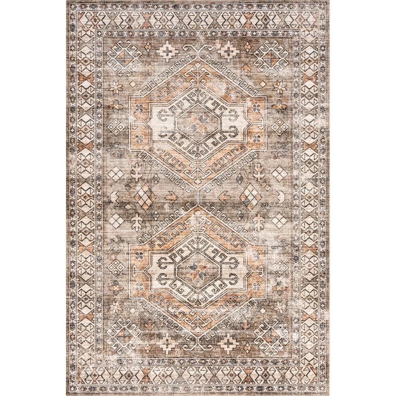 Nuloom Mae SpinClean Tribal Motif Machine Washable Area Rug