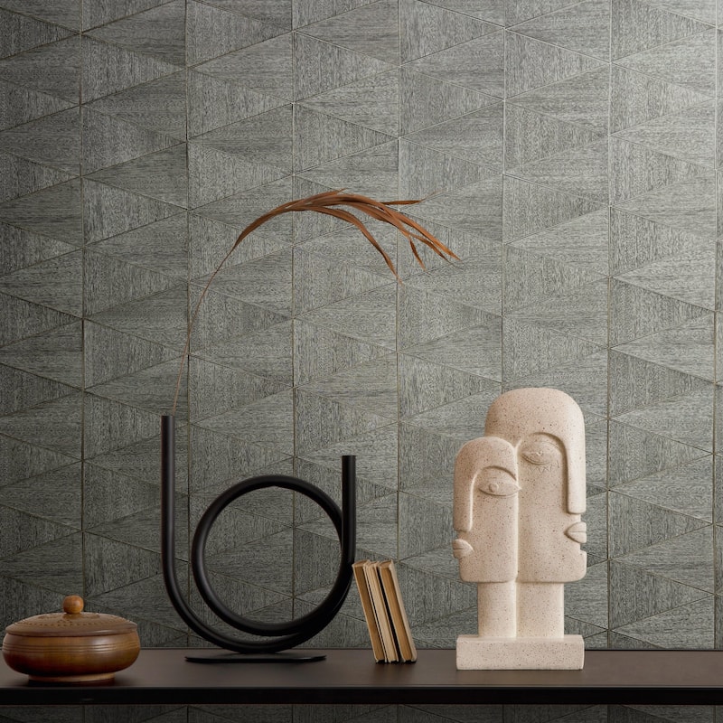 Galerie Wallcoverings Woods and Wicker Collection Triangular Wood Tile Matte Finish Vinyl on Non-woven Wallpaper Roll