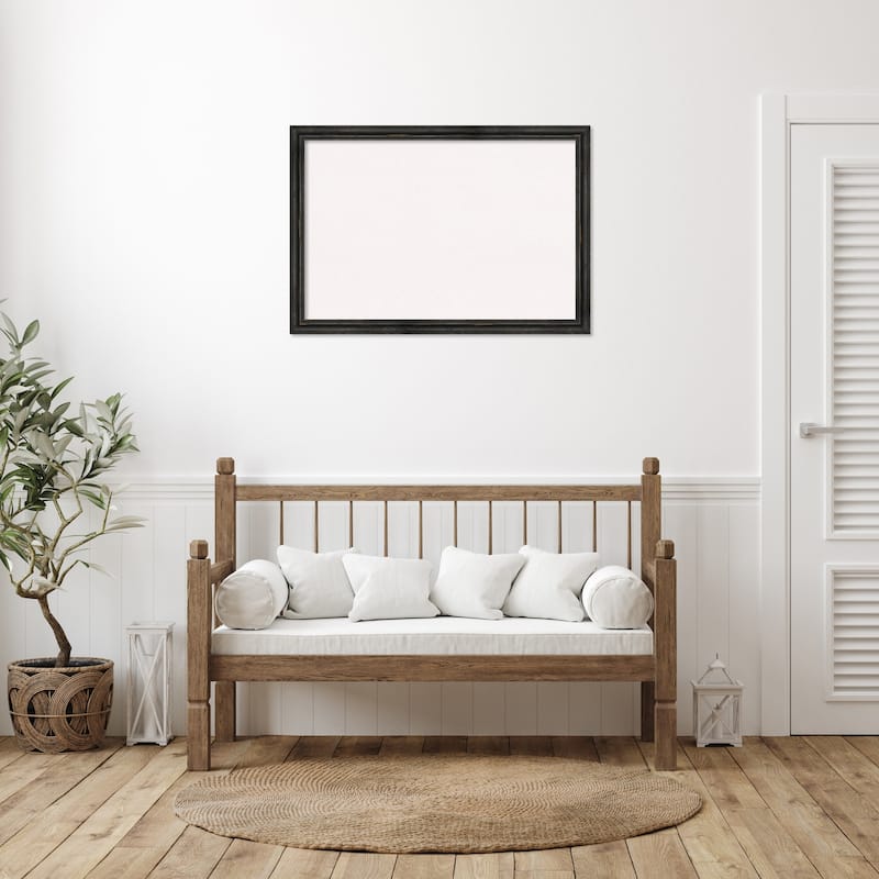 Rustic Pine Narrow Wood Framed White Corkboard Bulletin Board