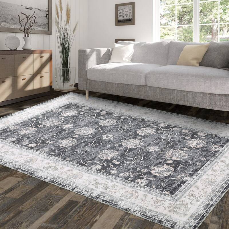 Garvee Boho Rugs Bohemian Rugs Floral Distressed Area Rug