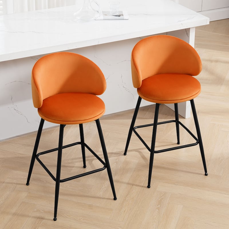 26"/30" Velvet Upholstered Swivel Counter/Bar Stools Set of 2/3
