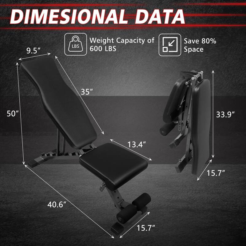 Weight Bench for Full Body Workout, Adjustable Strength Training Sit-up Chair