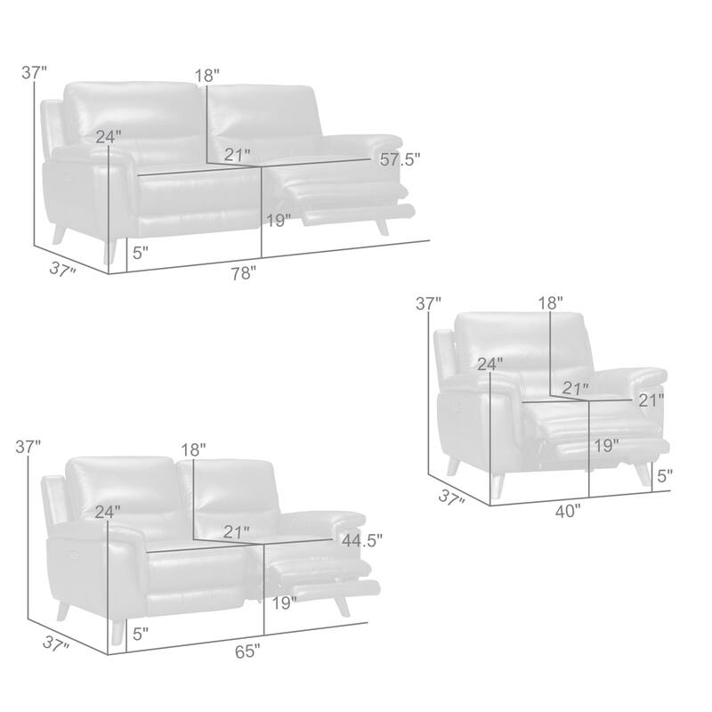 HomeRoots Three Piece Indoor Gray Leather Six Person Seating Set