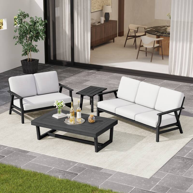 Arthur 4-Piece Teak Wood Patio Conversation Set
