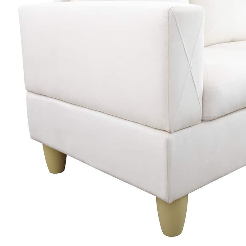 66.5" White Flannel 3-Piece Living Room Sofa Set