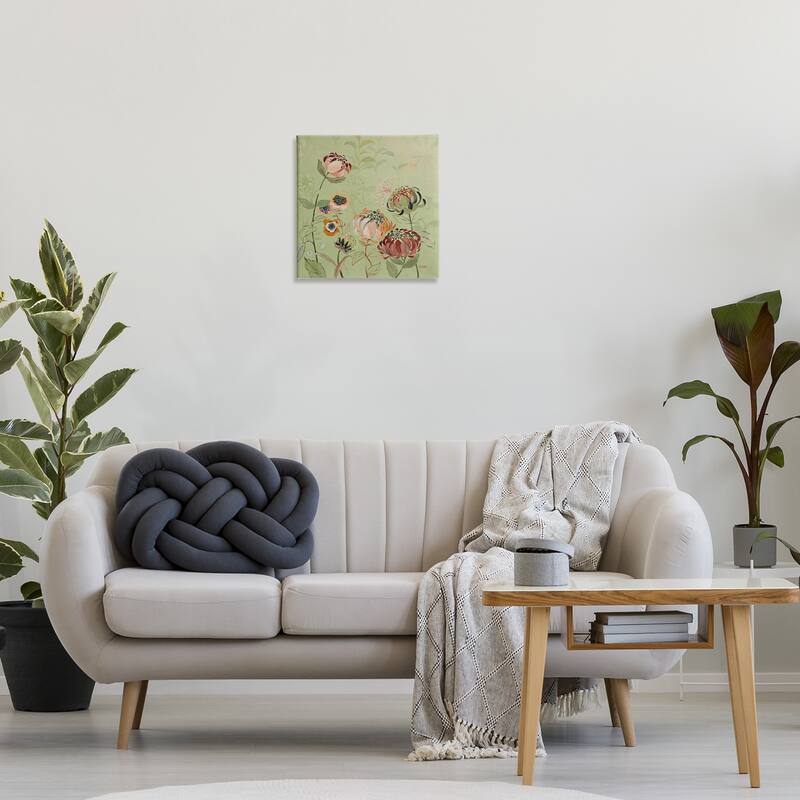 Stupell Curled Chrysanthemums on Green Canvas Wall Art Design By Dusza