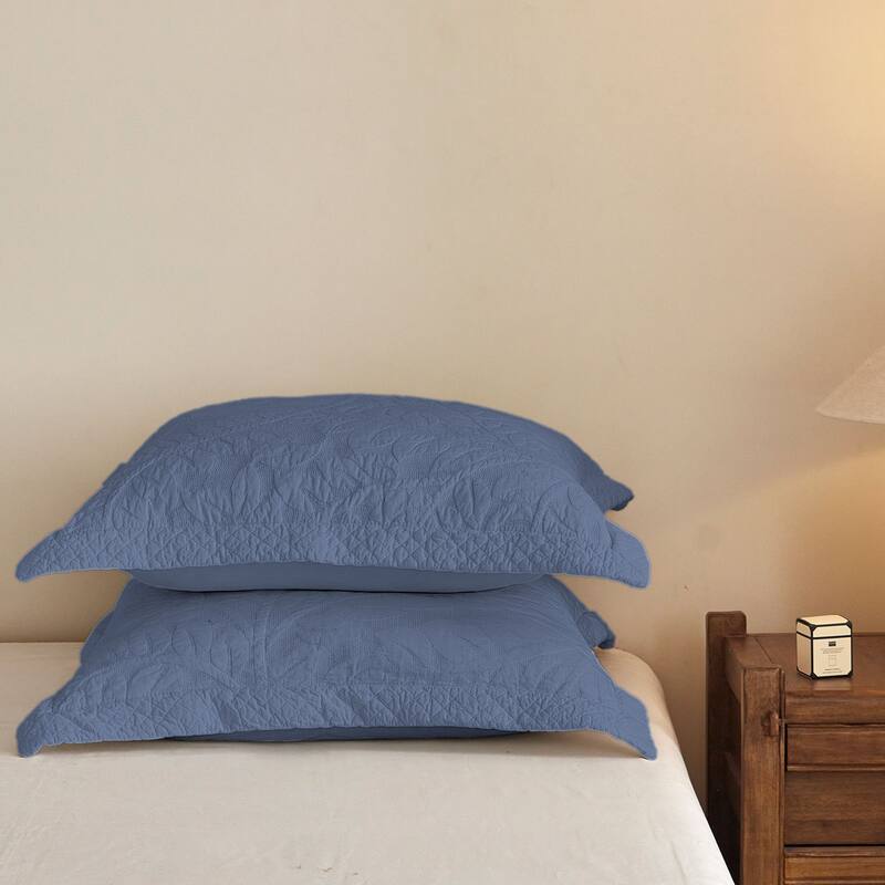 2 Pcs Cotton Embroidered Quilted Euro Shams 26"x26"