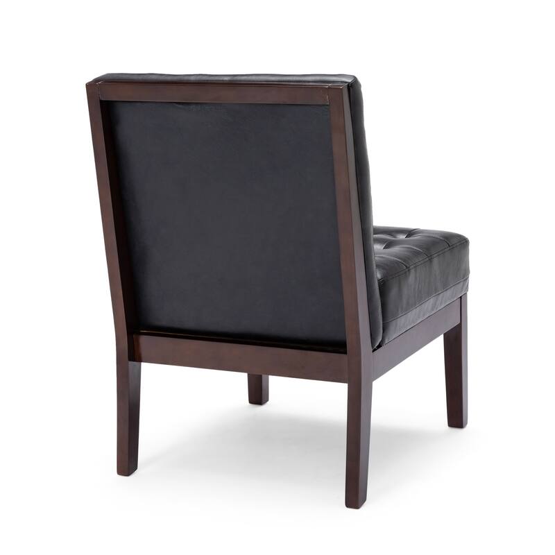 Black Leather Armless Chair Side Chair Corner Chair Dining Chair