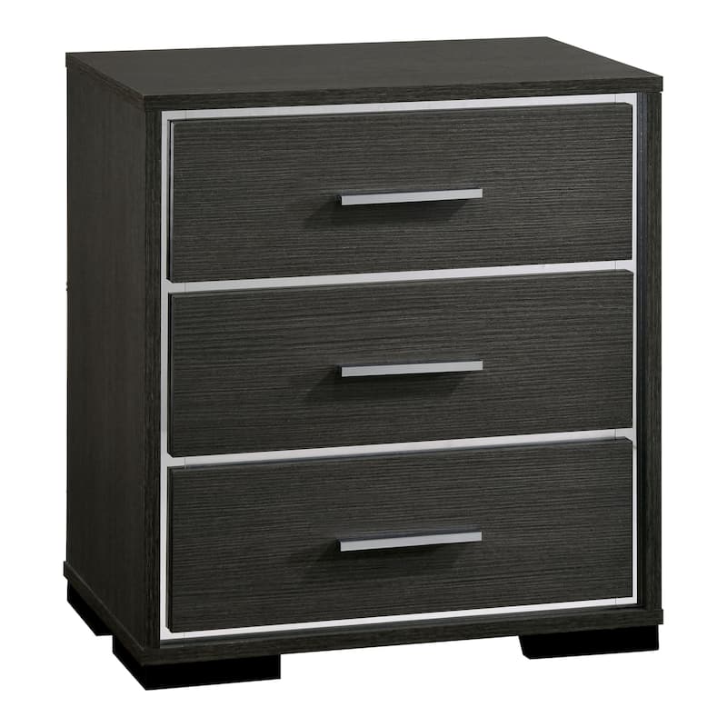 Furniture of America Kastela Contemporary Grey 3-Piece Panel Bed, Nightstand and Dresser Set with LED and USB Ports