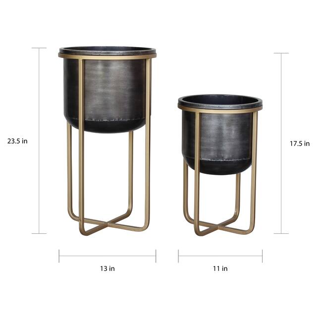 Rizzy Mid-century Pot Planters (Set of 2) - 23.5"H x 13"W x 13"D / 17.5"H x 11"W x 11"D