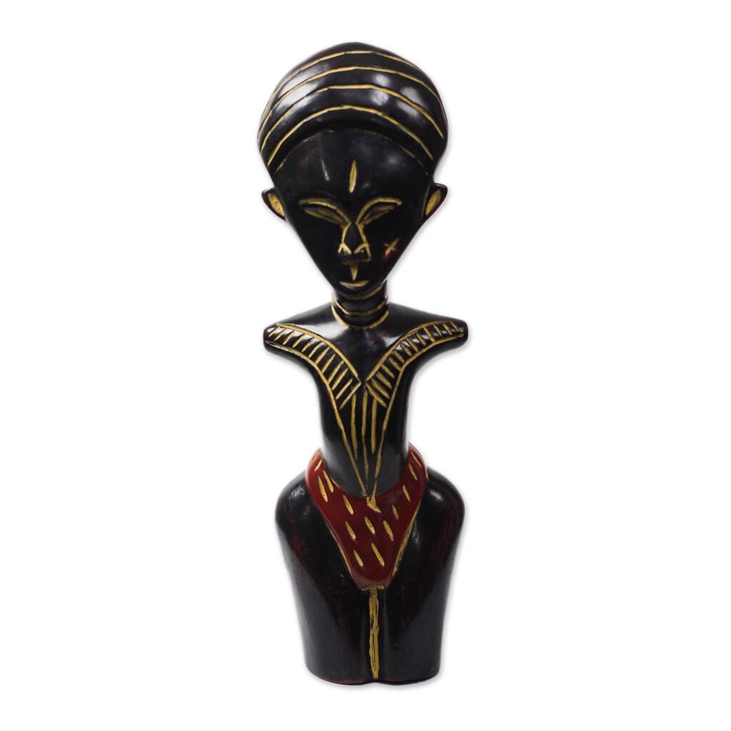 Novica Handmade Obaa Yaa Wood Fertility Doll Sculpture