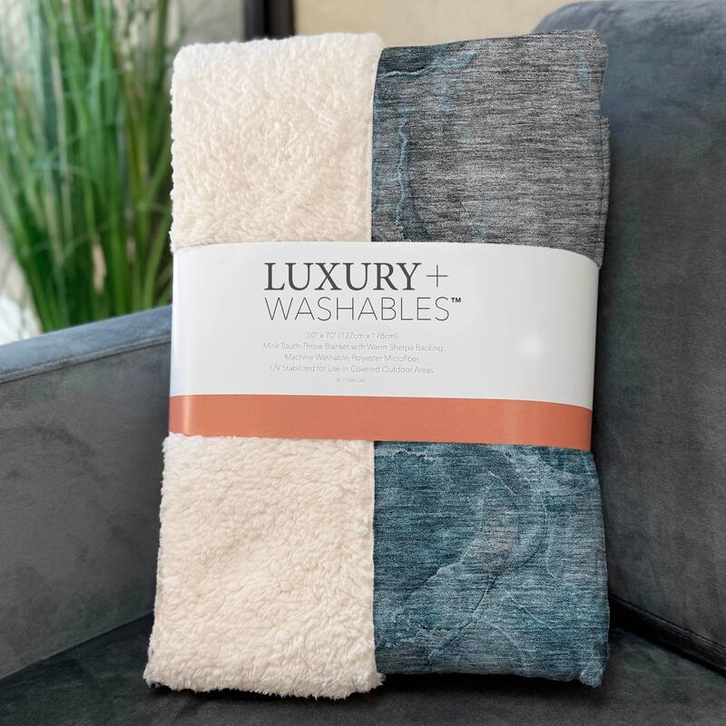 Premium Machine Washable Abstract Contemporary Sherpa Throw Blanket