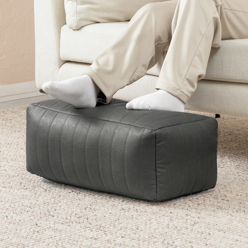 Jani Footrest Bench Ottoman Pouf - Handcrafted for Seating, Footrest, Home Decor for Living Room, Bedroom Pouf - 22" x 12" x 10" - Gray