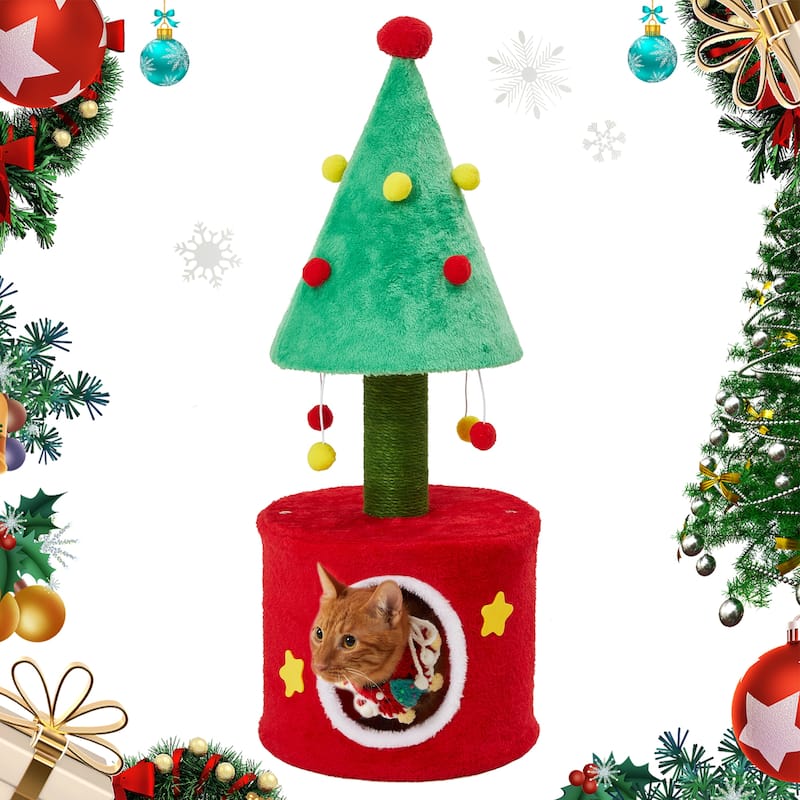 Christmas Cat Tree Tower for Indoor Cats - Green