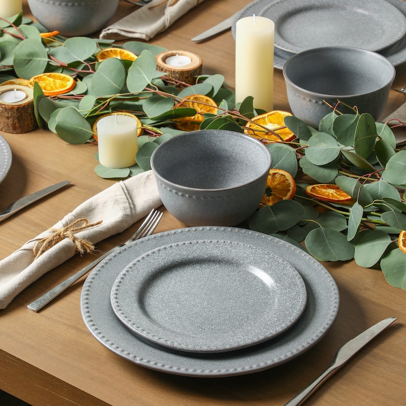 Stone Lain Comet Stoneware Dinnerware Set - Grey - 12 Piece
