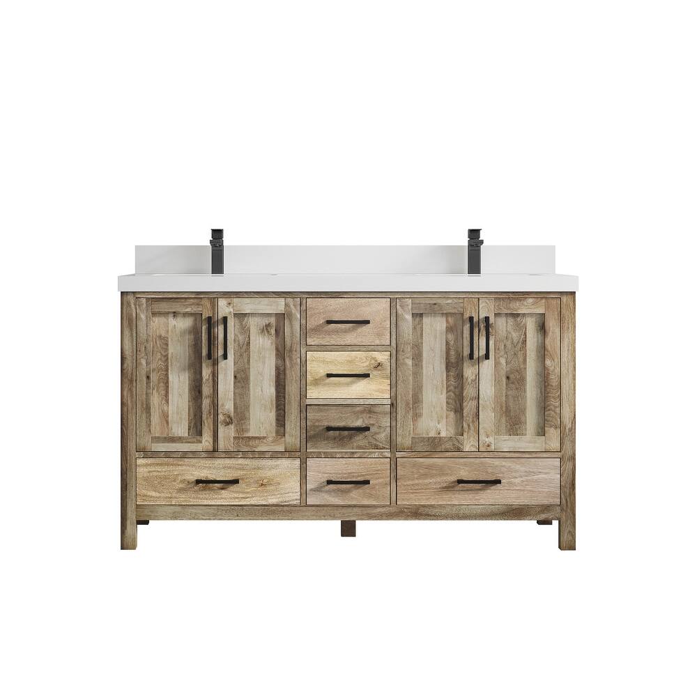 Willow Collections 60 in. W x 22 in. D Malibu Mango Double Sink Bathroom Vanity with Countertop