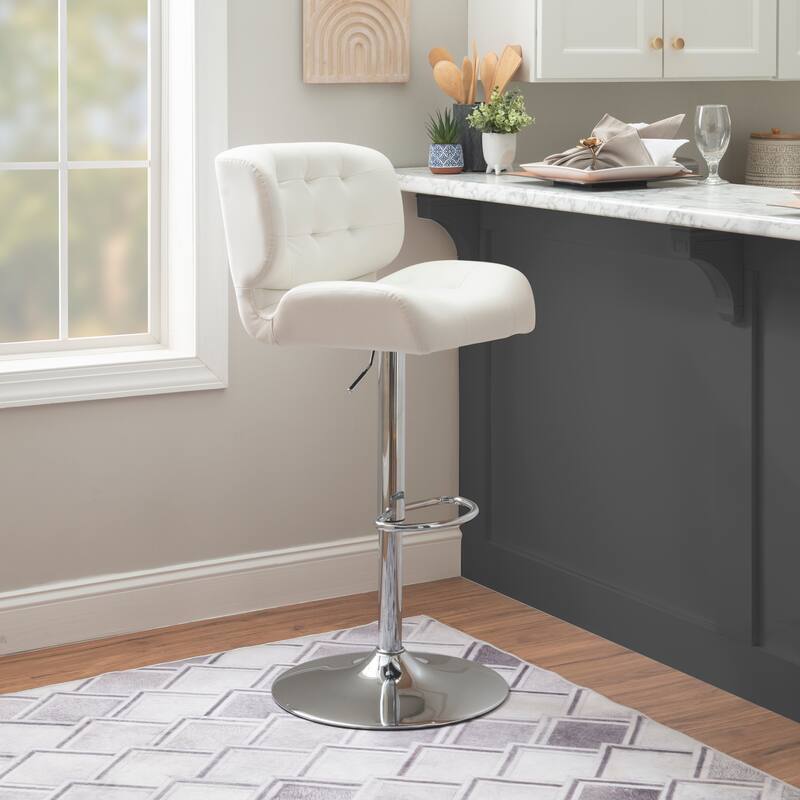 Reilly Adjustable Faux Leather Barstool