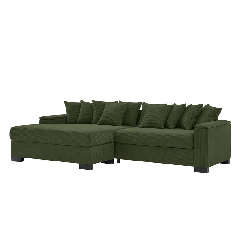 L Shape Sofa with Convertible Chaise Lounge, Arm Storage and Pillows