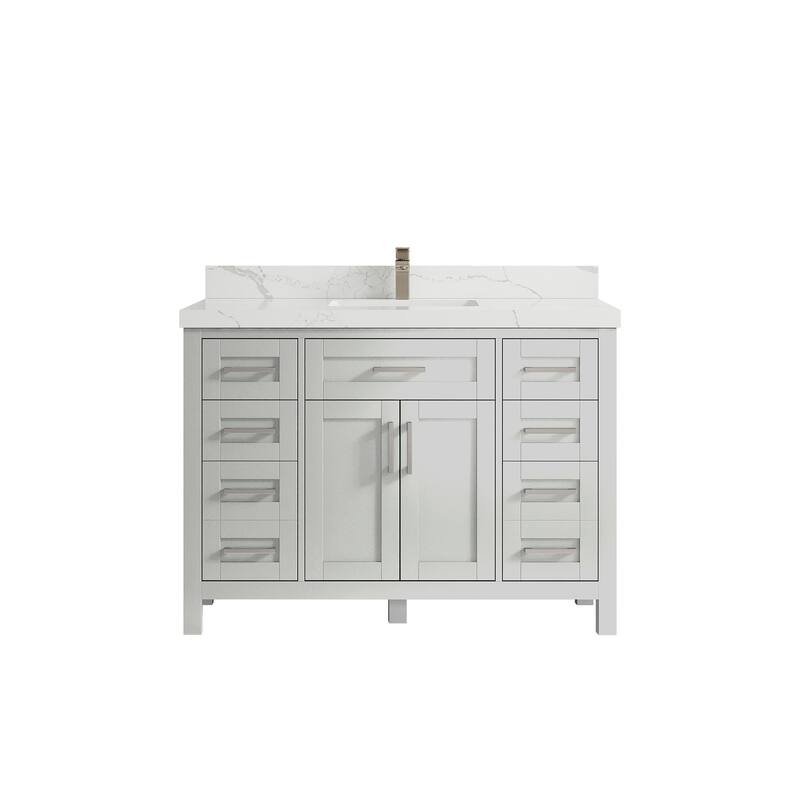 Willow Collections 48 in. W x 22 in. D Cambridge Single Sink Bathroom Vanity with Countertop - 2" Calacatta Laza - Coventry Gray
