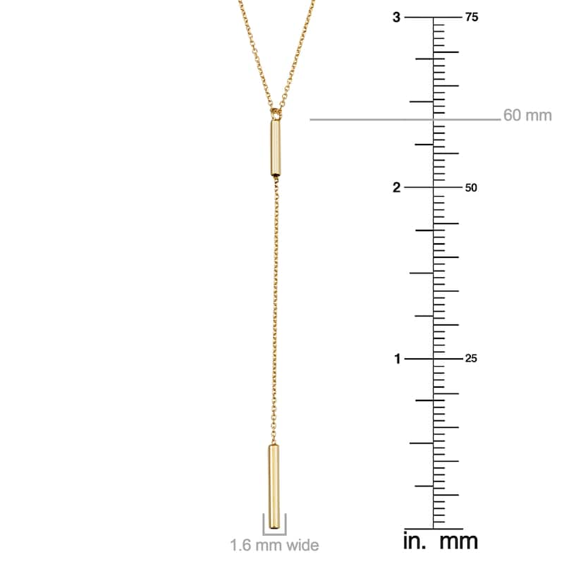 14k Yellow Gold Tube Adjustable Length Y Necklace (adjusts to 17 or 18 inches)