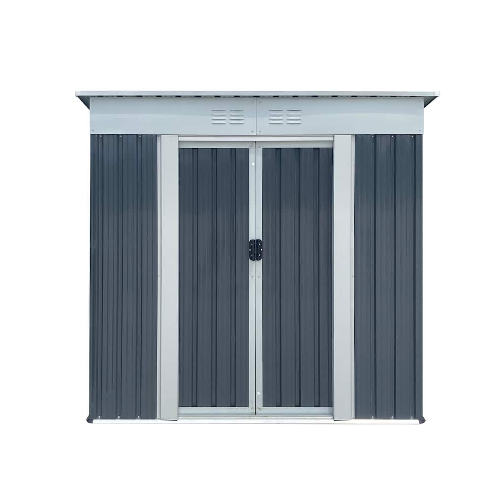 Corrosion-resistant Outdoor Metal Garden Shed with Double Lockable Door Waterproof Storage Shed Tool Shed Pet Shed, Air Vents