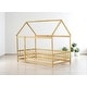 preview thumbnail 34 of 36, Twin / Full Size Wooden House Bed with Fence and Roof bed Frame, Montessori Style Floor Bed for Kids