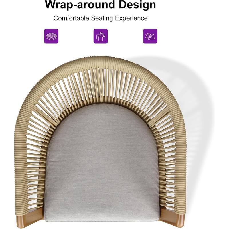 PURPLE LEAF Outdoor Dining Chairs Set of 2 Patio Counter Height Bar Stool with Cushion