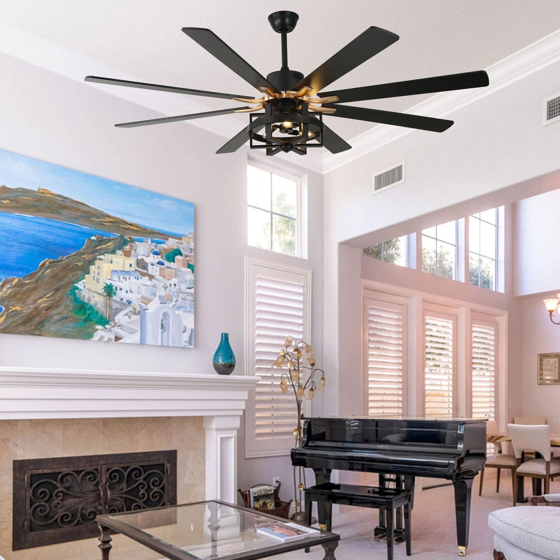 Cusp Barn 65in. Industrial Large Caged Ceiling Fan with