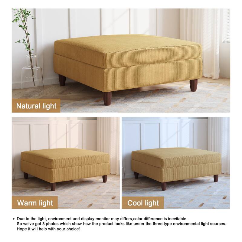 Corduroy Accent Chair with Ottoman Modular Couch Sectional Sofa