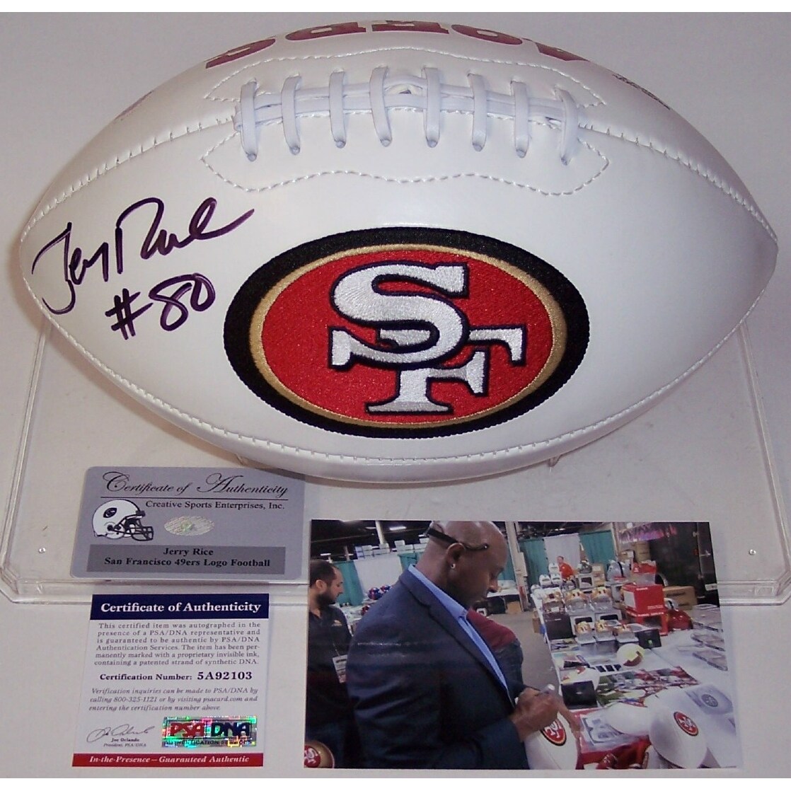 Shop Jerry Rice Autographed Hand San Francisco 49ers Logo Football