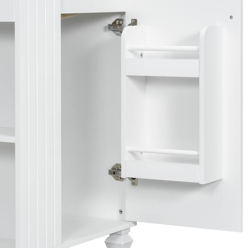 Anmytek 24 Inch Bathroom Vanity Cabinet with Sink Side Open Storage Door Shelf Solid Wood Frame Soft Closing Door White