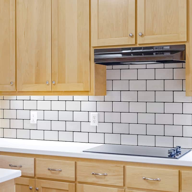 Art3d 12"x12" Backsplash Tile for Kitchen, Peel and Stick Subway Tiles,White with Black Grout,10-Sheet