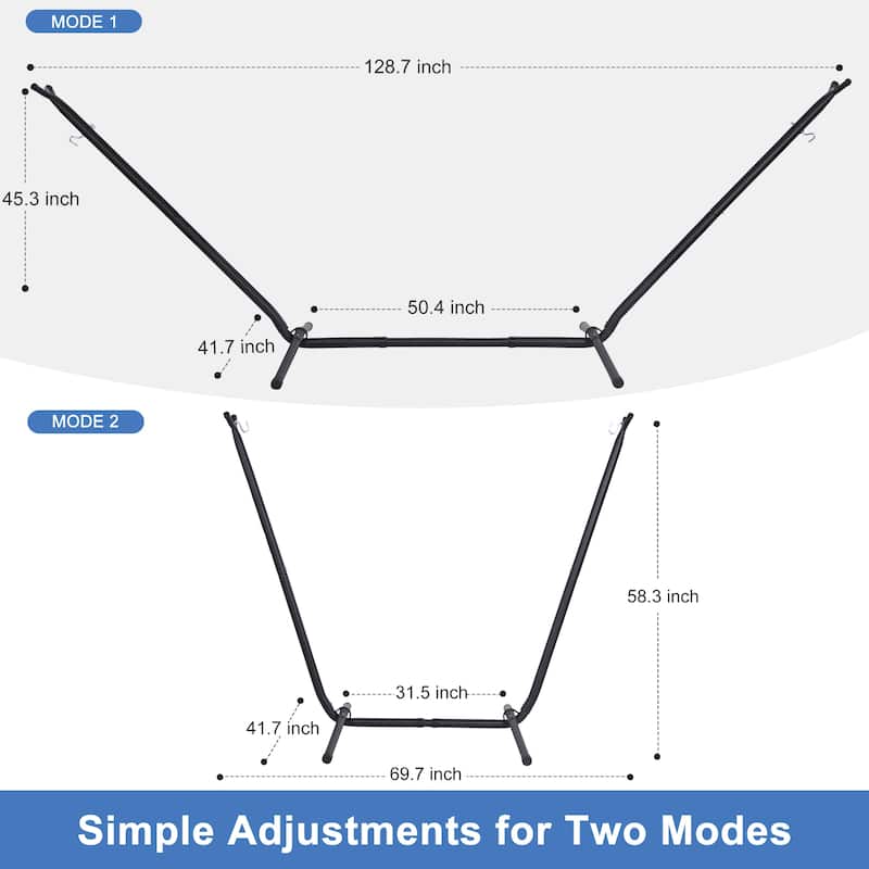 10.7 ft. 2-Person Brazilian-Style hammock with 2-in-1 Convertible Stand