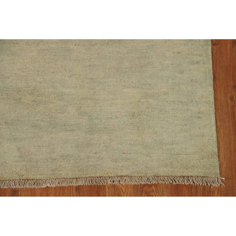 Hand Knotted Oriental 100% Wool Carpet Modern Modern Green Gabbeh Runner Rug - 9' 9'' X 2' 9''