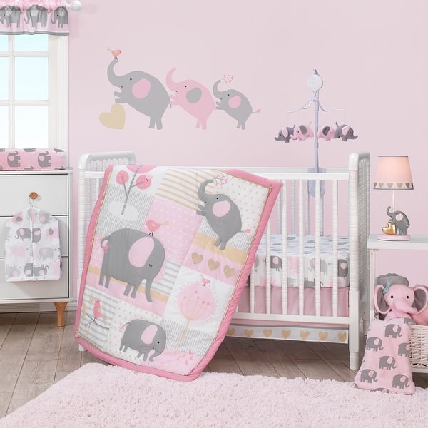 Bedtime Originals Eloise Pink/Gray/White Elephant Diaper Stacker -  Overstock - 23613544