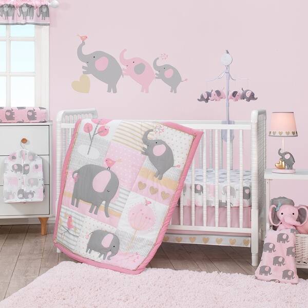 Shop Bedtime Originals Eloise Pink Gray Gold Elephant And Heart