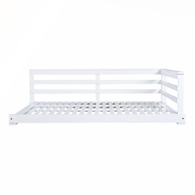 Country Patio Wooden Twin Size Swing Daybed with 4pcs 96-inch Hemp Ropes for Backyard and Garden