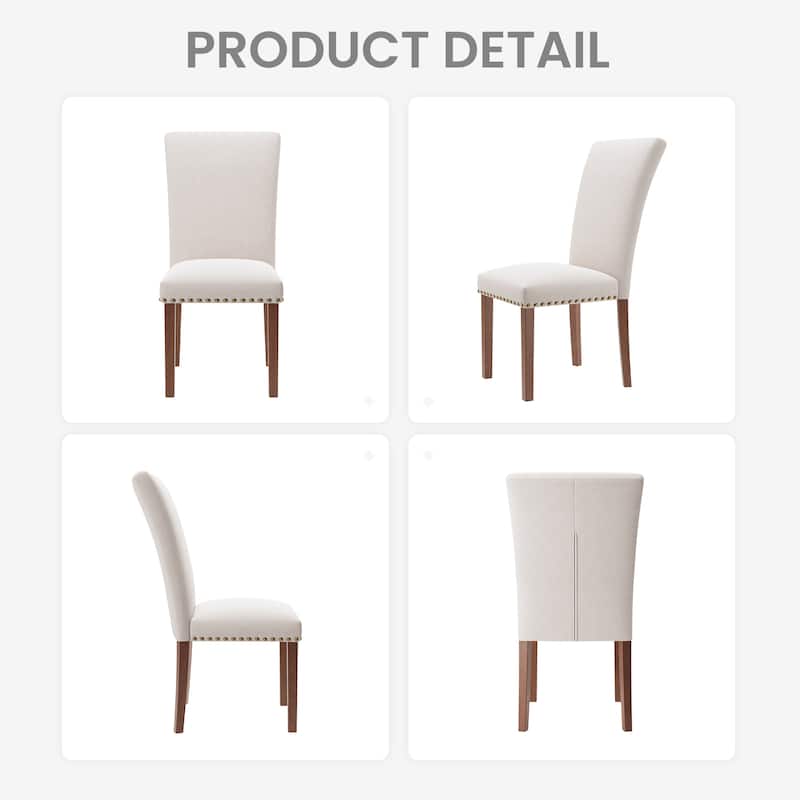 Upholstered Parsons Dining Chairs Set of 2/4/6, Fabric Dining Room Kitchen Side Chair with Nailhead Trim and Wood Legs