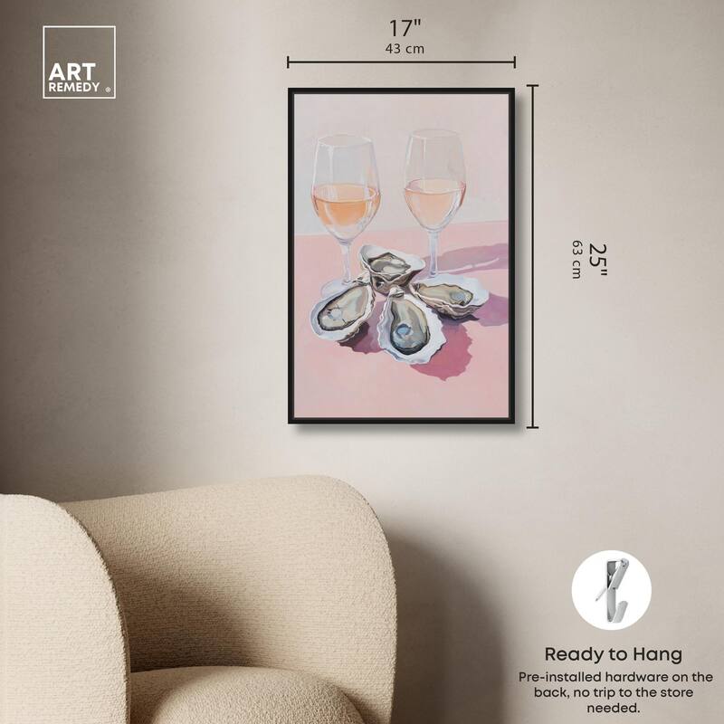 Oysters and Rose Wine Canvas by Art Remedy