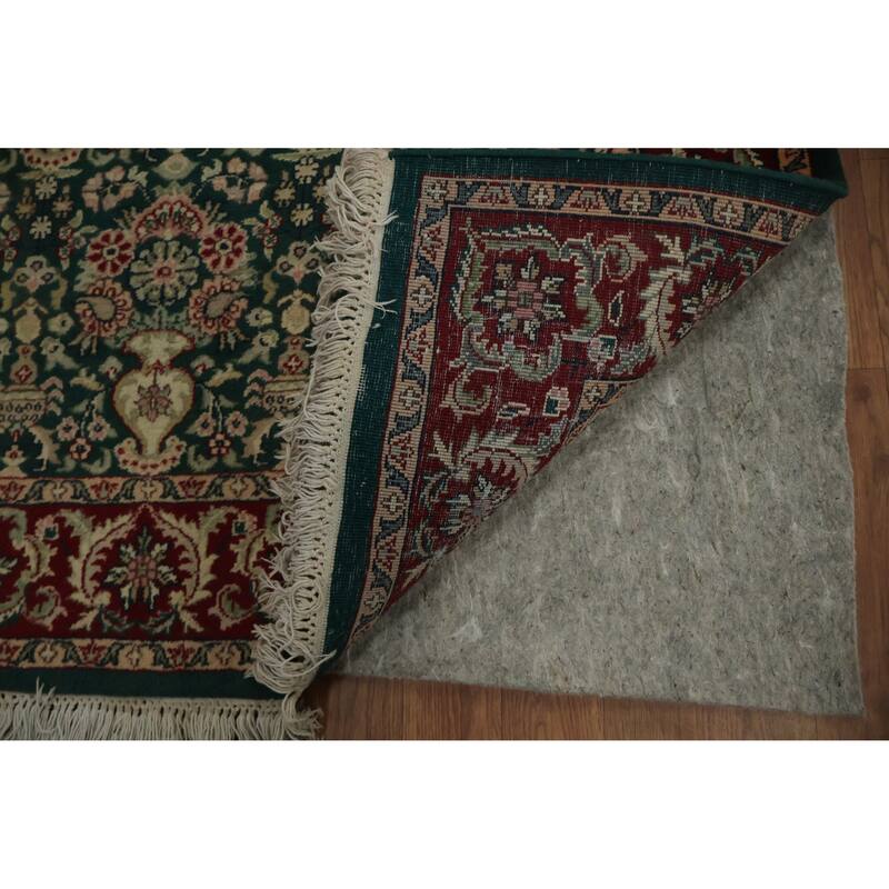 Hand Knotted Oriental 100% Wool Carpet Traditional Floral Green Agra Area Rug - 6' 2'' X 4' 1''