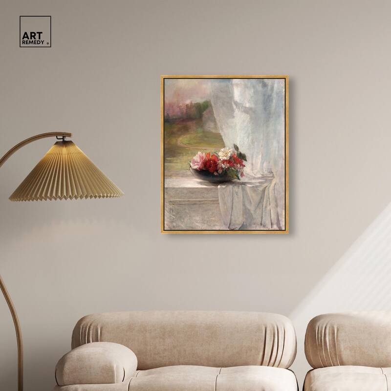Flowers on a Window 1861 Canvas by Art Remedy