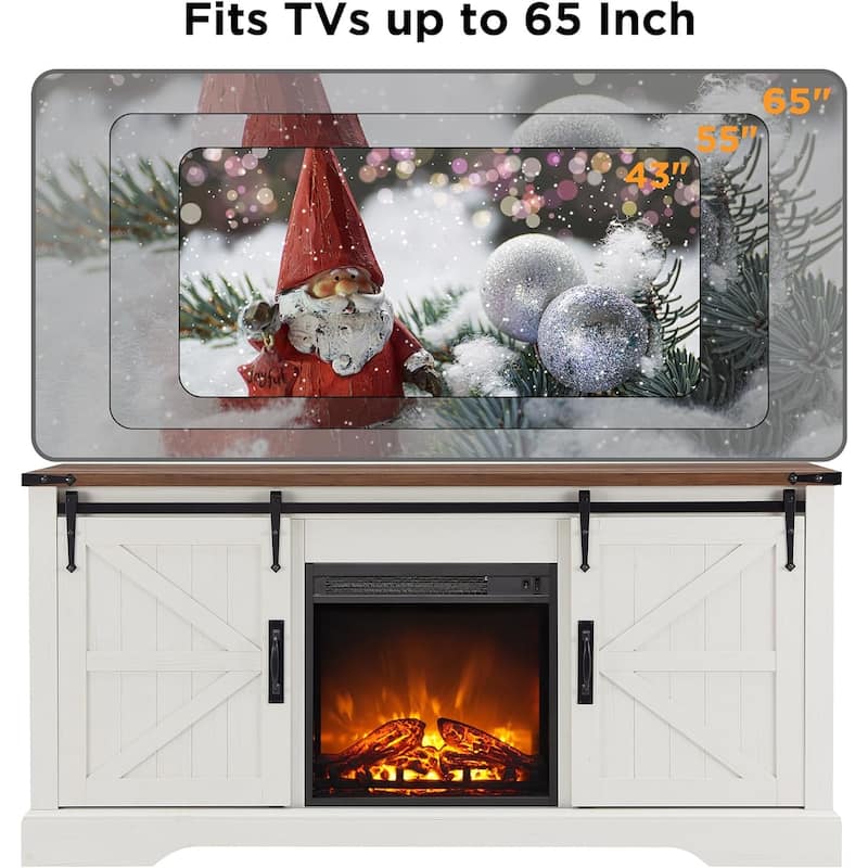 Farmhouse Fireplace TV Stand, Rustic Entertainment Center