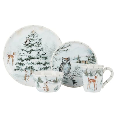 Certified International Winter Frost 16 Pc Dinnerware Set, Service for 4 - 11" Diameter x 1"