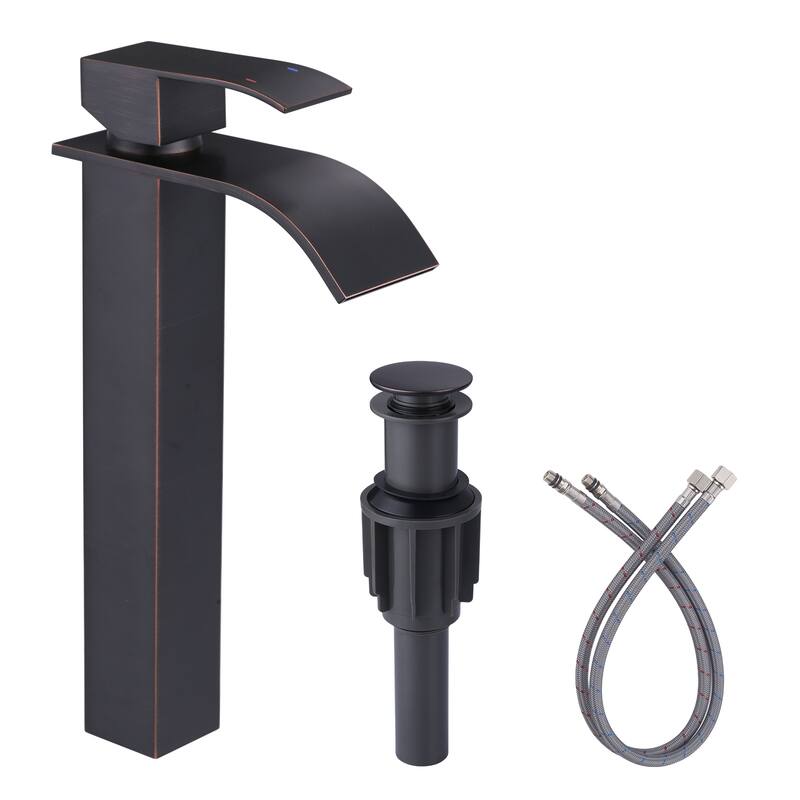 WOWOW Single Handle Single Hole Waterfall Bathroom Vessel Faucet - Oil Rubbed Bronze
