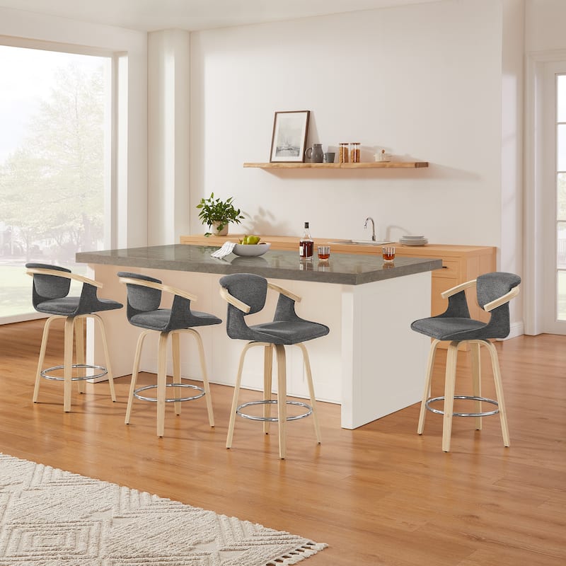 Art Leon Poplar Wood and Upholstered Swivel Barstool