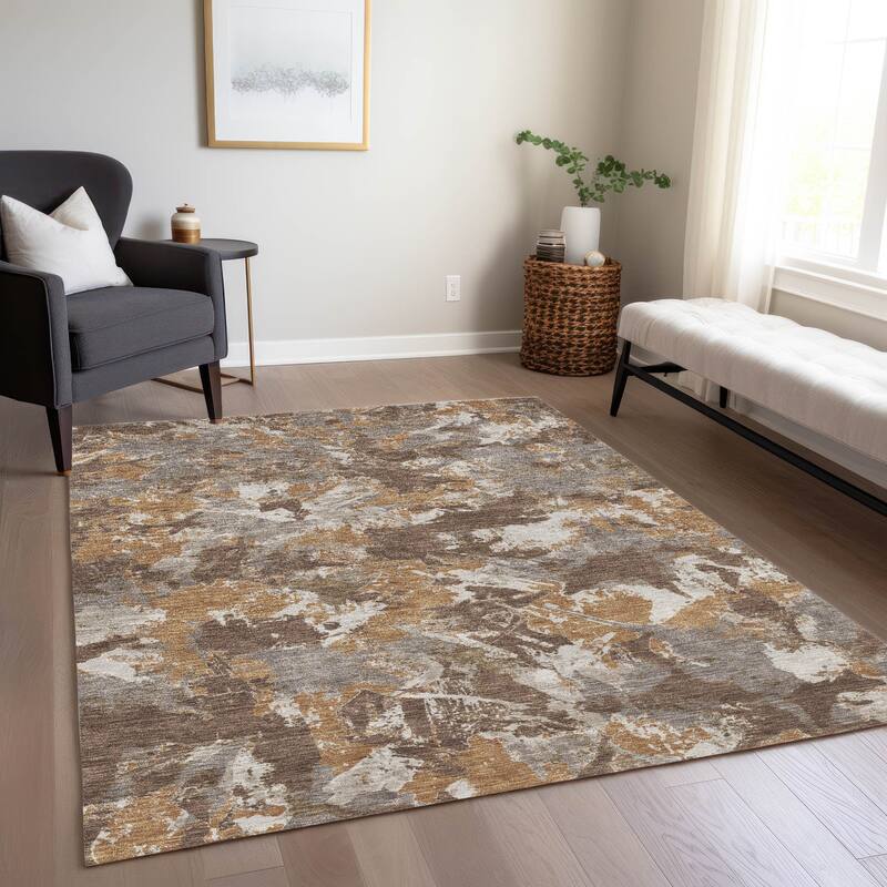 Machine Washable Indoor/ Outdoor Chantille Abstract Contemporary Rug