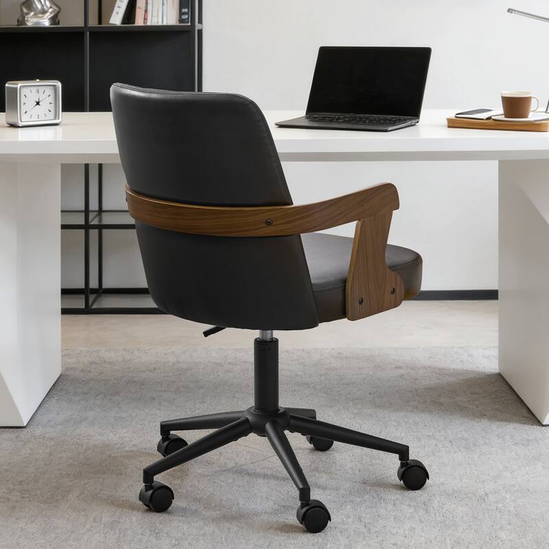 Swivel Home Office Chair Adjustable Height Desk Chair with Wheels and Armrests - 32.7"-36.6"H x 19.9"W x 22.8"D