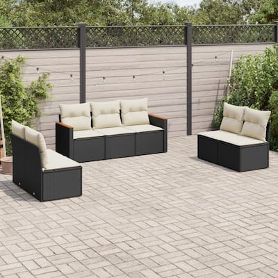 vidaXL Patio Sofa Set with Cushions Outdoor Conversation Furniture Poly Rattan